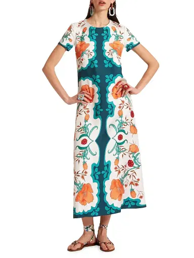 La DoubleJ Women's Swing Dress - Morpheus Placee Orange | Thumbnail 3