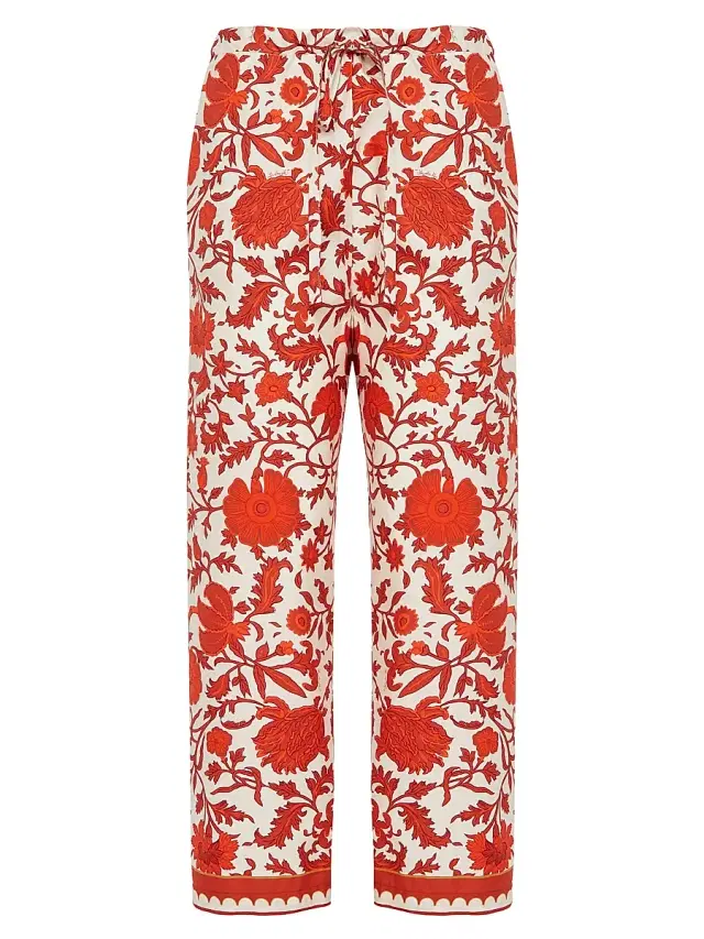 La DoubleJ Women's Drawstring Pants - Dragonflower Mini Red