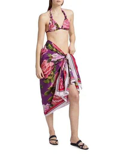 Dolce & Gabbana Women's Floral Cotton Sarong | Thumbnail 2 Dolce & Gabbana Women's Floral Cotton Sarong | Thumbnail 2