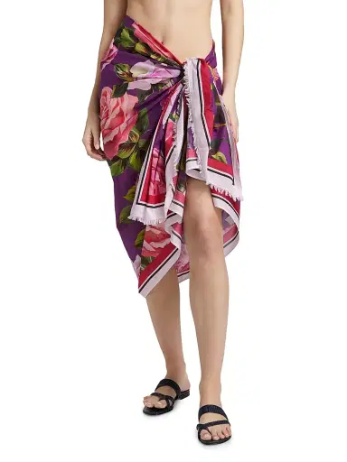 Dolce & Gabbana Women's Floral Cotton Sarong | Thumbnail 3 Dolce & Gabbana Women's Floral Cotton Sarong | Thumbnail 3