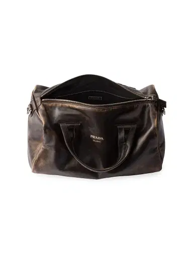 Prada Men's Nappa Leather Duffle Bag - Brown | Thumbnail 4 Prada Men's Nappa Leather Duffle Bag - Brown | Thumbnail 4