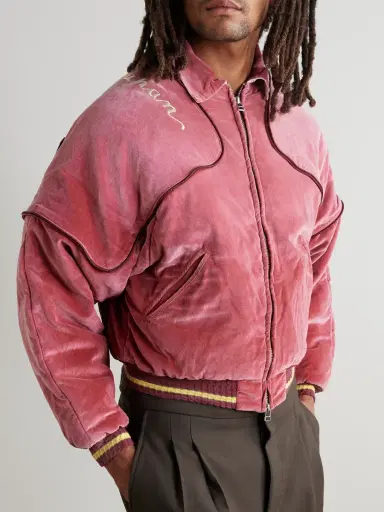 KAPITAL Logo-Embroidered Zip-Detailed Cotton-Velvet Bomber Jacket - Men | Thumbnail 3 KAPITAL Logo-Embroidered Zip-Detailed Cotton-Velvet Bomber Jacket - Men | Thumbnail 3