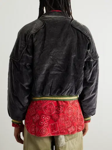 KAPITAL Logo-Embroidered Zip-Detailed Cotton-Velvet Bomber Jacket - Men | Thumbnail 4