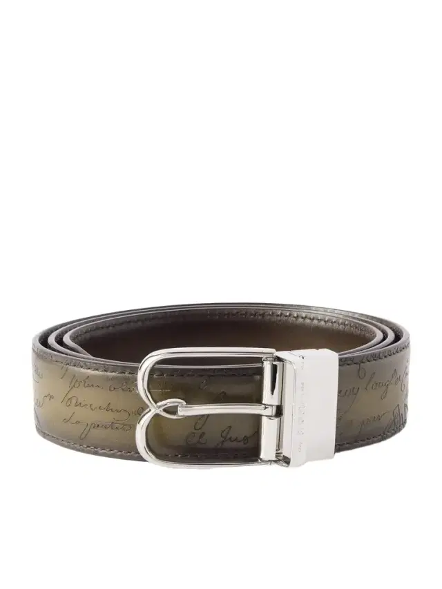 B Volute 3.5cm Scritto Venezia Leather Belt - Men B Volute 3.5cm Scritto Venezia Leather Belt - Men