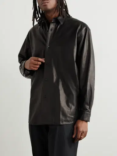 A.PRESSE Leather Shirt Jacket - Men | Thumbnail 3 A.PRESSE Leather Shirt Jacket - Men | Thumbnail 3