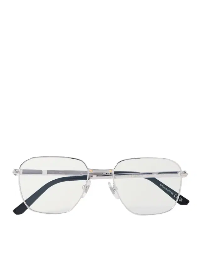 Cartier Eyewear Santos de Cartier D-Frame Silver-Tone Titanium Optical Glasses - Men