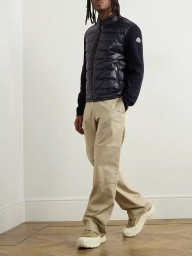 Moncler Slim-Fit Logo-Appliquéd Quilted Nylon-Panelled Wool Down Cardigan - Men | Thumbnail 2