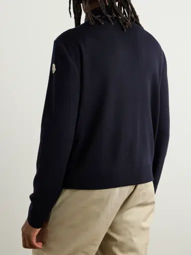Moncler Slim-Fit Logo-Appliquéd Quilted Nylon-Panelled Wool Down Cardigan - Men | Thumbnail 3