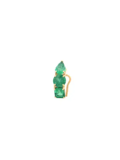 Wish Fine Jewelry 2.52ct Emerald 18K Gold Three Stone Earcuff | Thumbnail 1