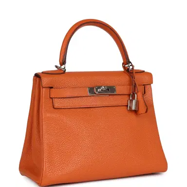 HERMÈS Pre-owned Hermes Kelly Retourne 28 Orange Togo Palladium Hardware | Thumbnail 2 HERMÈS Pre-owned Hermes Kelly Retourne 28 Orange Togo Palladium Hardware | Thumbnail 2