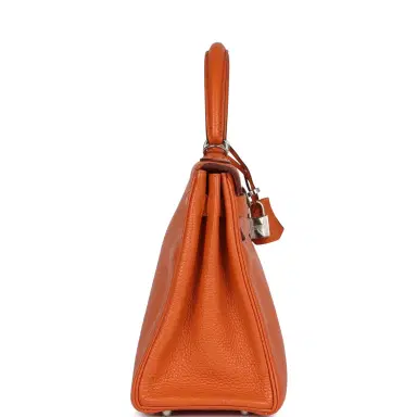 HERMÈS Pre-owned Hermes Kelly Retourne 28 Orange Togo Palladium Hardware | Thumbnail 4 HERMÈS Pre-owned Hermes Kelly Retourne 28 Orange Togo Palladium Hardware | Thumbnail 4
