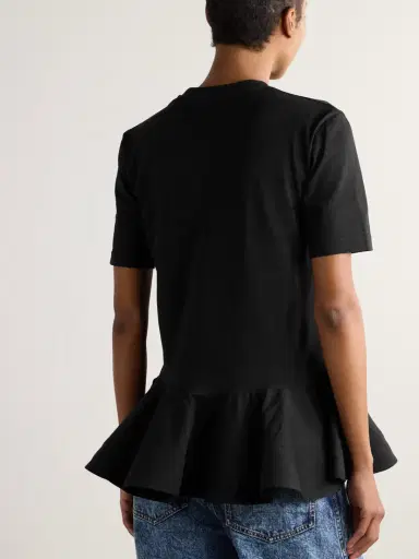 Alaïa Oversized Poplin-trimmed Cotton-jersey Peplum T-shirt | Thumbnail 3 Alaïa Oversized Poplin-trimmed Cotton-jersey Peplum T-shirt | Thumbnail 3