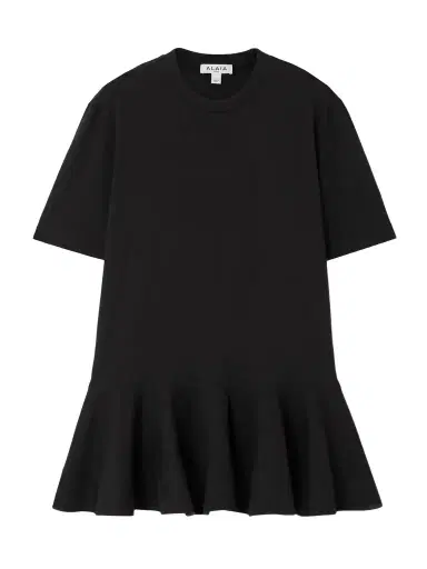 Alaïa Oversized Poplin-trimmed Cotton-jersey Peplum T-shirt | Thumbnail 1 Alaïa Oversized Poplin-trimmed Cotton-jersey Peplum T-shirt | Thumbnail 1
