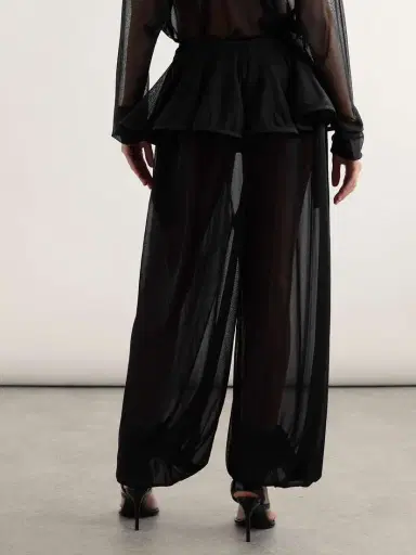 Alaïa Pleated Georgette Peplum Tapered Pants | Thumbnail 4 Alaïa Pleated Georgette Peplum Tapered Pants | Thumbnail 4