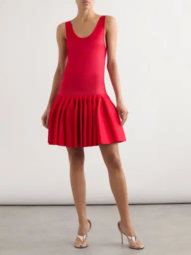 Alaïa Pleated Jersey And Stretch-knit Mini Dress | Thumbnail 2 Alaïa Pleated Jersey And Stretch-knit Mini Dress | Thumbnail 2
