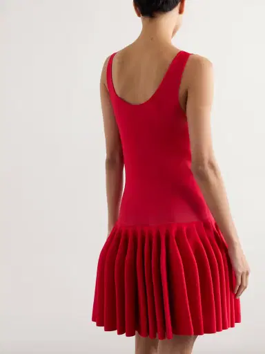 Alaïa Pleated Jersey And Stretch-knit Mini Dress | Thumbnail 3 Alaïa Pleated Jersey And Stretch-knit Mini Dress | Thumbnail 3