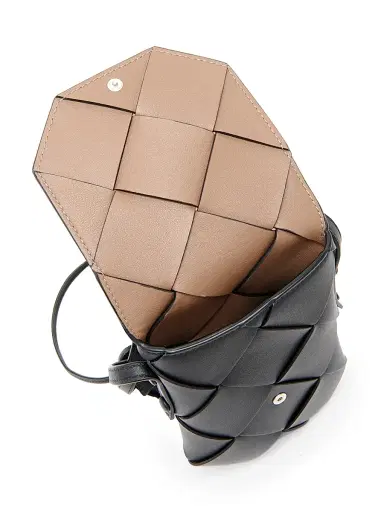 Bottega Veneta Men's Diago Leather Phone Pouch - Black Pinecone | Thumbnail 3