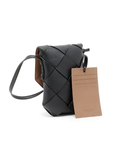 Bottega Veneta Men's Diago Leather Phone Pouch - Black Pinecone | Thumbnail 4