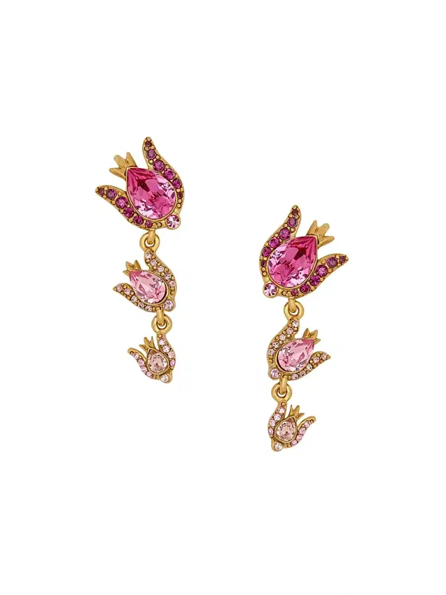 Women's Goldtone & Glass Crystal Rose Triple-Drop Earrings - Rose Multi