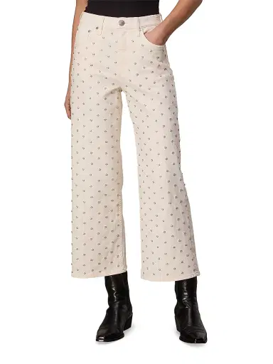 rag & bone Women's Andi Faux Pearl High-Rise Wide-Leg Pants - Ecru Pearl | Thumbnail 3