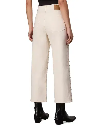 rag & bone Women's Andi Faux Pearl High-Rise Wide-Leg Pants - Ecru Pearl | Thumbnail 4