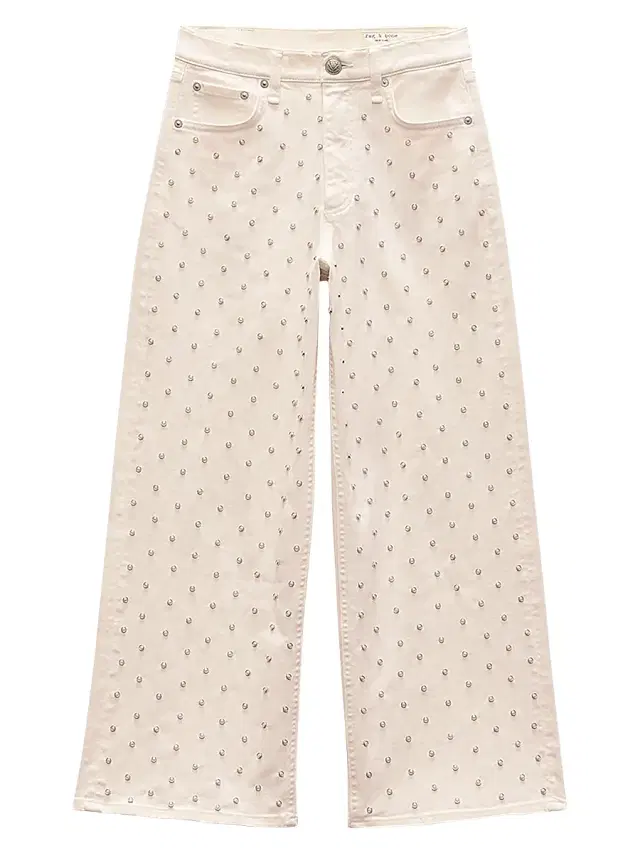 rag & bone Women's Andi Faux Pearl High-Rise Wide-Leg Pants - Ecru Pearl