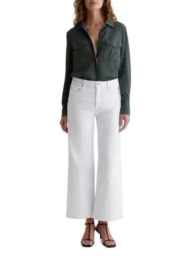 AG Jeans Women's Saige Wide-Leg Crop Pants - Gallery White - Size 31 | Thumbnail 2 AG Jeans Women's Saige Wide-Leg Crop Pants - Gallery White - Size 31 | Thumbnail 2