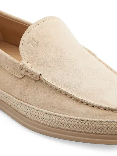 Tod's Men's Monogrammed Suede Slip-On Loafers - Naturale Chiaro - Size 12 | Thumbnail 5