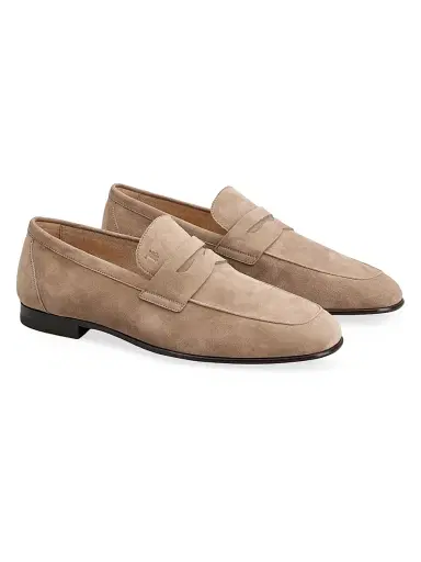 Tod's Men's Logo-Detailed Suede Loafers - Beige - Size 13 | Thumbnail 2