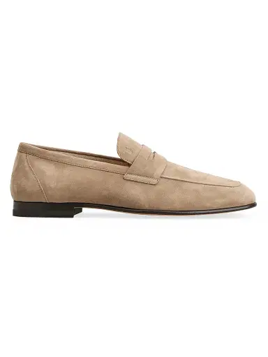 Tod's Men's Logo-Detailed Suede Loafers - Beige - Size 13 | Thumbnail 1
