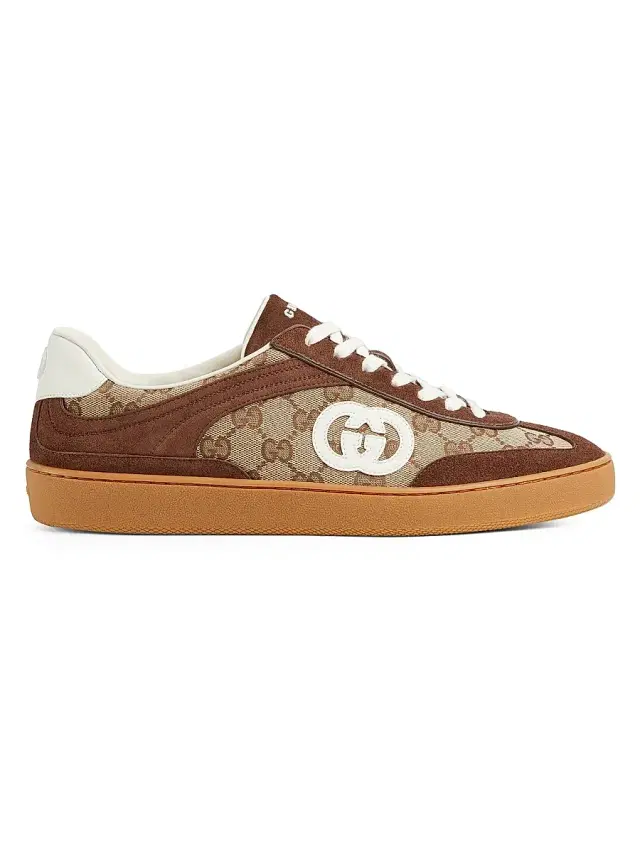 Gucci Men's G74 GG Canvas & Suede Sneakers - Mahogany