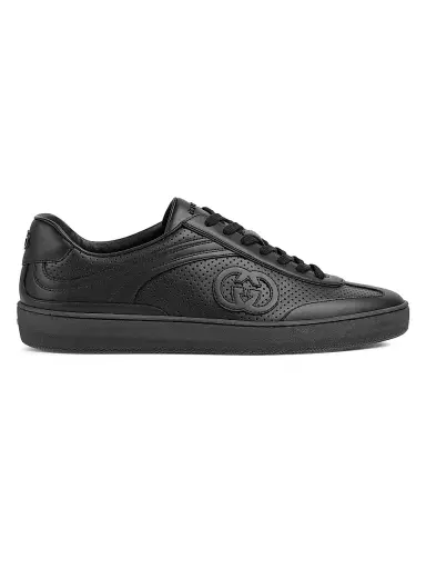 Gucci Men's G74 Retro Leather Sneakers - Black - Size 12 | Thumbnail 1 Gucci Men's G74 Retro Leather Sneakers - Black - Size 12 | Thumbnail 1