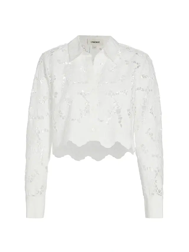 L'AGENCE Women's Seychelle Floral Cotton Eyelet Crop Blouse - White
