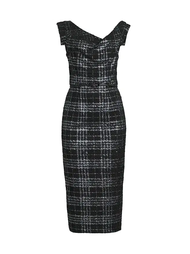 Black Halo Women's Jackie O Stretch-Boucle Midi-Dress - Carbon Class