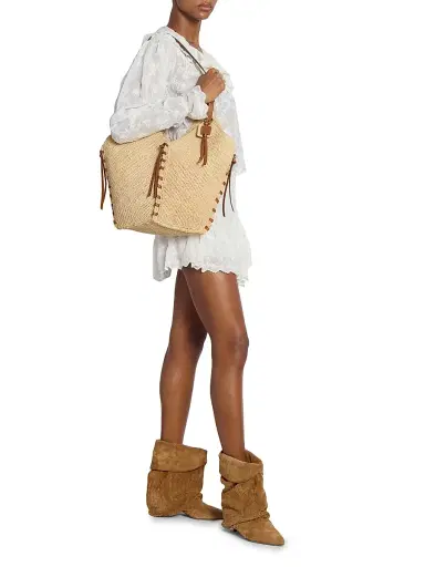 Isabel Marant Women's Tampa Raffia & Leather Tote Bag | Thumbnail 2 Isabel Marant Women's Tampa Raffia & Leather Tote Bag | Thumbnail 2