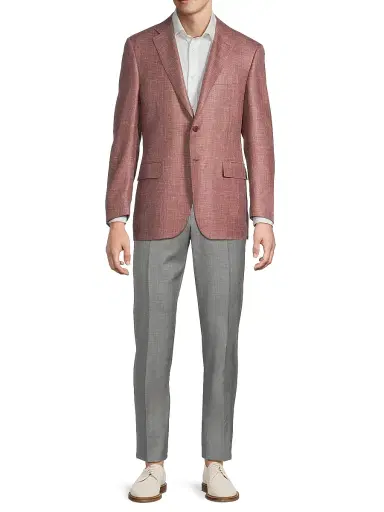 Canali Men's Solid Textured Wool-Silk-Linen Sport Coat - Dark Pink - Size 48 | Thumbnail 2 Canali Men's Solid Textured Wool-Silk-Linen Sport Coat - Dark Pink - Size 48 | Thumbnail 2