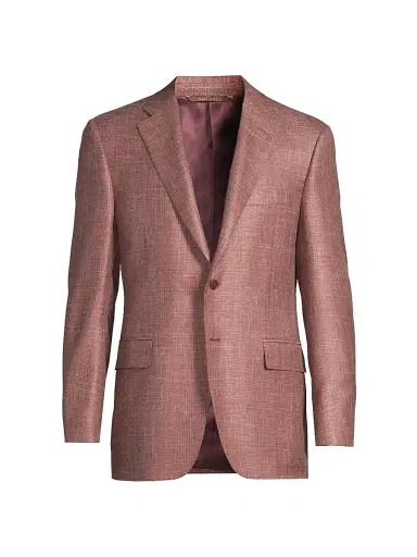 Canali Men's Solid Textured Wool-Silk-Linen Sport Coat - Dark Pink - Size 48 | Thumbnail 1 Canali Men's Solid Textured Wool-Silk-Linen Sport Coat - Dark Pink - Size 48 | Thumbnail 1