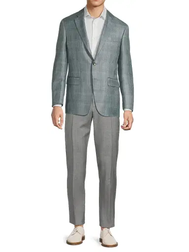 Canali Men's Plaid Wool-Silk-Linen Sport Coat - Green - Size 42 | Thumbnail 2 Canali Men's Plaid Wool-Silk-Linen Sport Coat - Green - Size 42 | Thumbnail 2