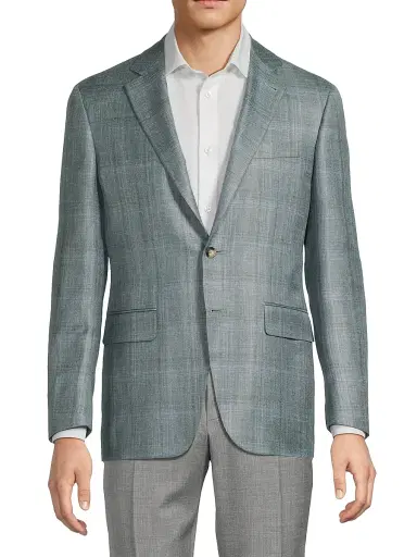 Canali Men's Plaid Wool-Silk-Linen Sport Coat - Green - Size 42 | Thumbnail 3 Canali Men's Plaid Wool-Silk-Linen Sport Coat - Green - Size 42 | Thumbnail 3