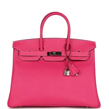 HERMÈS Pre-owned Hermes Birkin 35 Rose Tyrien Epsom Palladium Hardware | Thumbnail 1 HERMÈS Pre-owned Hermes Birkin 35 Rose Tyrien Epsom Palladium Hardware | Thumbnail 1