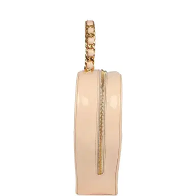 Chanel Vintage Chanel Heart Vanity Bag Beige and Black Patent Antique Gold Hardware | Thumbnail 3