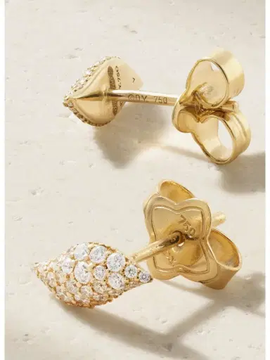 David Yurman Petite Pavé Flute 18-karat Gold Diamond Earrings | Thumbnail 3