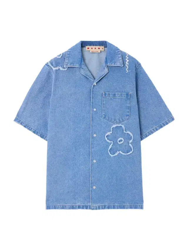 Embroidered Frayed Denim Shirt