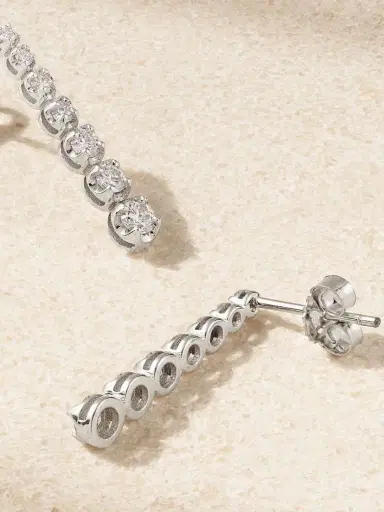 Jennifer Meyer Mini Graduated 18-karat White Gold Diamond Earrings | Thumbnail 3 Jennifer Meyer Mini Graduated 18-karat White Gold Diamond Earrings | Thumbnail 3