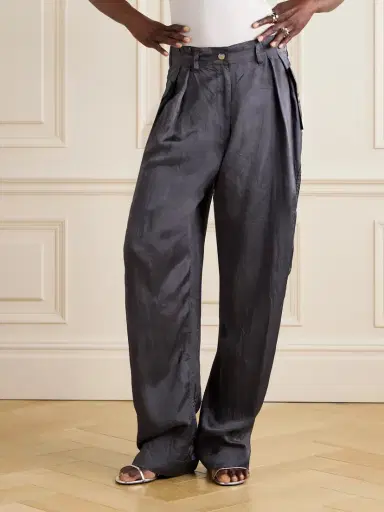 Dries Van Noten Pleated Crinkled Satin-twill Wide-leg Cargo Pants | Thumbnail 3