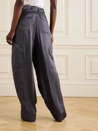 Dries Van Noten Pleated Crinkled Satin-twill Wide-leg Cargo Pants | Thumbnail 4