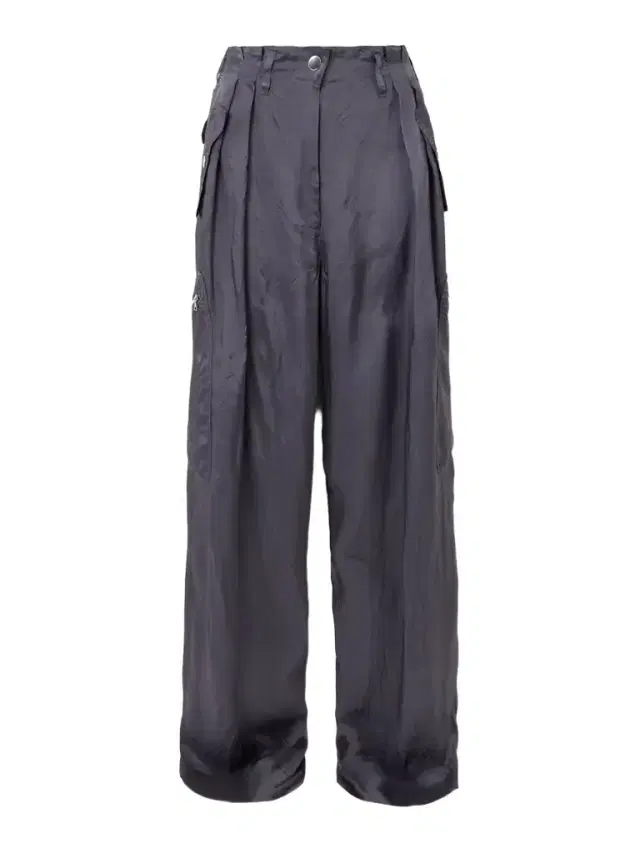 Pleated Crinkled Satin-twill Wide-leg Cargo Pants