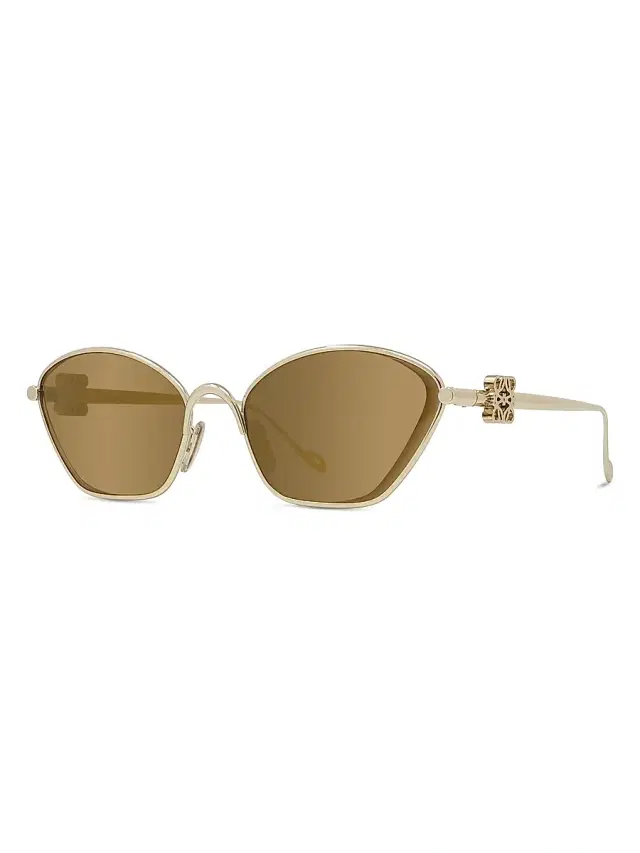 LOEWE Women's Mirrored Anagram 57MM Cat-Eye Sunglasses - Gold Brown