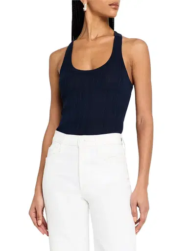 A.L.C. Women's Iris Rib-Knit Tank - Navy - Size XL | Thumbnail 3