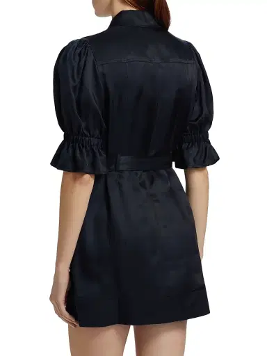 Cinq à Sept Women's Holly Satin Puff-Sleeve Minidress - Navy - Size 14 | Thumbnail 5